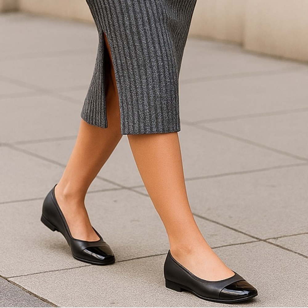 DV by Dolce Vita Malanie Black Toe Cap Ballet Flats | Size 9 | New With Box - Picture 3 of 13
